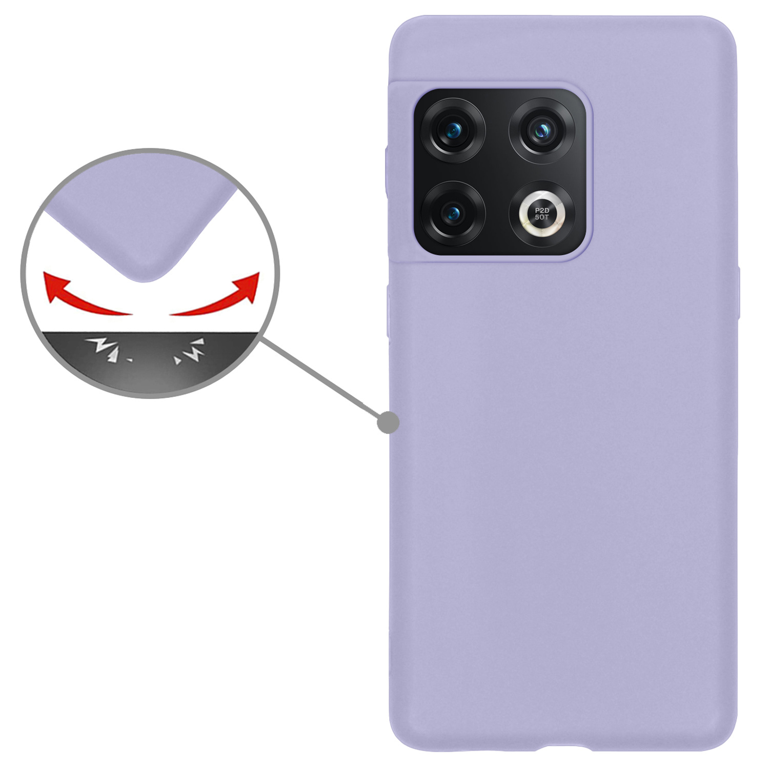 Nomfy Hoesje Geschikt voor OnePlus 10 Pro Hoesje Siliconen Cover Case Met 2x Screenprotector - Hoes Geschikt voor OnePlus 10 Pro Hoes Back Case - Lila