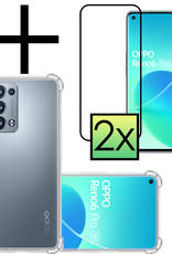NoXx Hoes Geschikt voor OPPO Reno 6 Pro Hoesje Siliconen Cover Shock Proof Back Case Shockproof Hoes Met 2x Screenprotector - Transparant