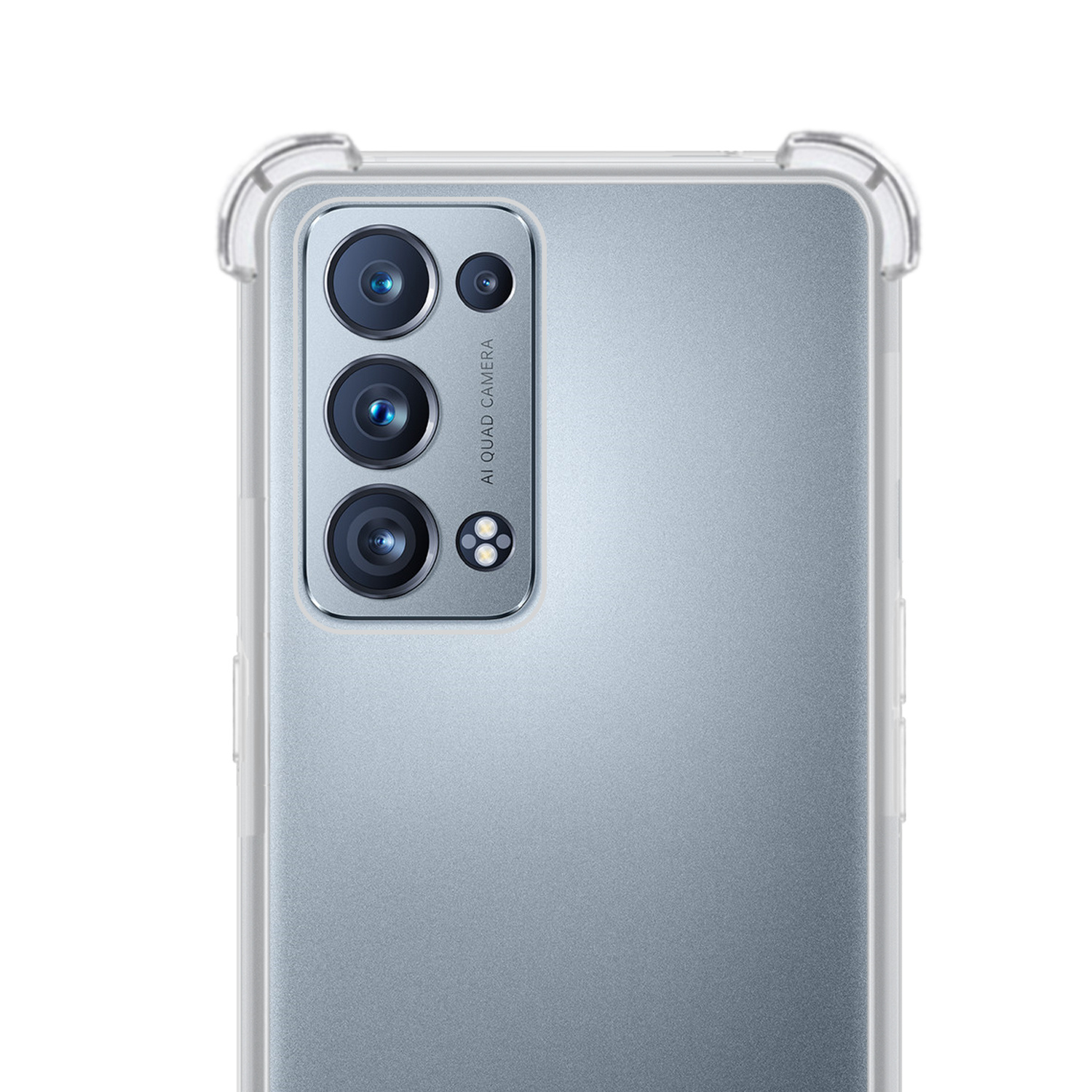 NoXx Hoes Geschikt voor OPPO Reno 6 Pro Hoesje Siliconen Cover Shock Proof Back Case Shockproof Hoes Met 2x Screenprotector - Transparant