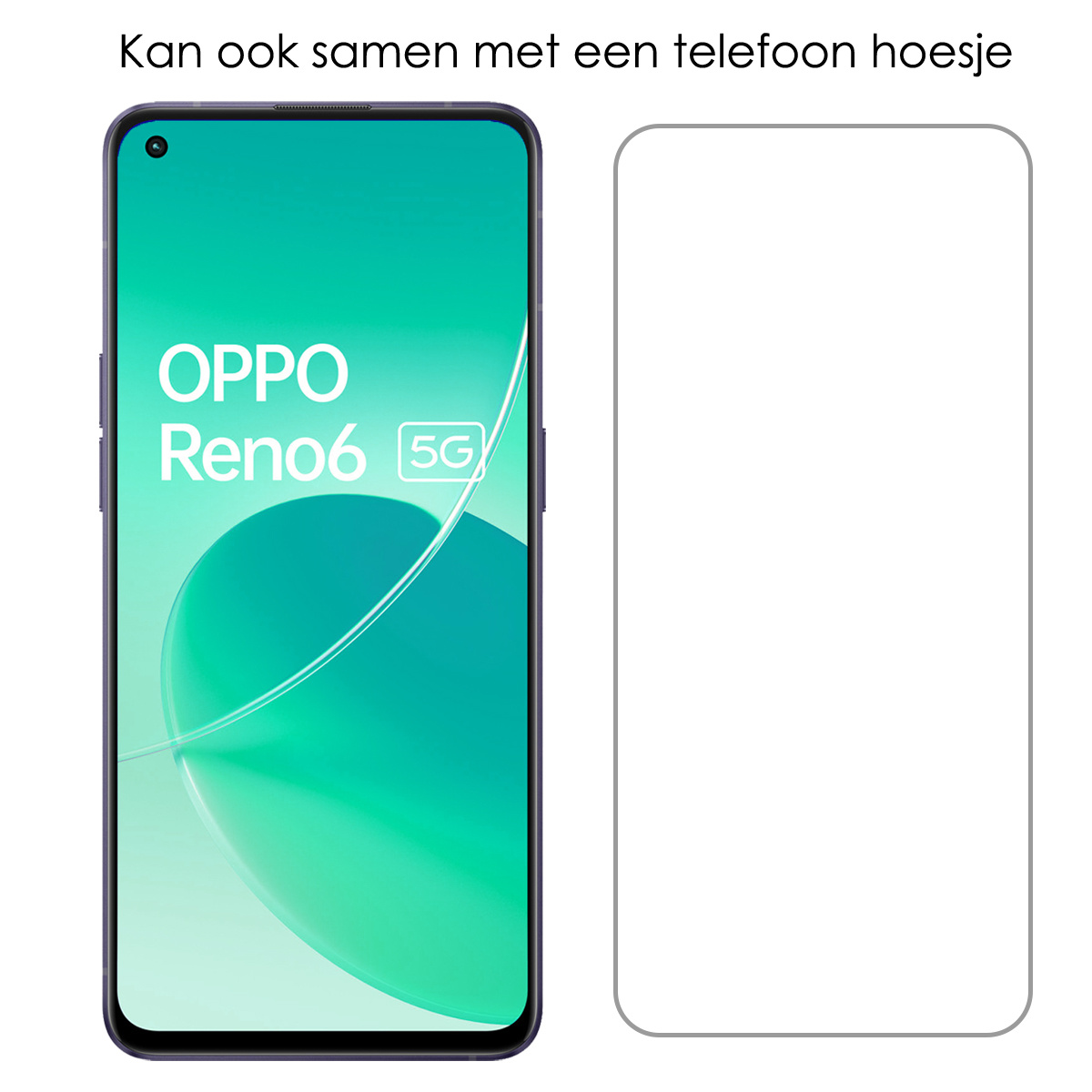 NoXx Hoes Geschikt voor OPPO Reno 6 Hoesje Siliconen Cover Shock Proof Back Case Shockproof Hoes Met Screenprotector - Transparant