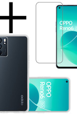 OPPO Reno 6 Hoesje Back Cover Siliconen Case Hoes Met Screenprotector - Transparant
