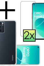 NoXx Hoes Geschikt voor OPPO Reno 6 Hoesje Cover Siliconen Back Case Hoes Met 2x Screenprotector - Transparant