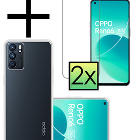 NoXx OPPO Reno 6 Hoesje Siliconen Transparant Met 2x Screenprotector