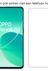 NoXx Hoes Geschikt voor OPPO Reno 6 Hoesje Cover Siliconen Back Case Hoes Met 2x Screenprotector - Transparant
