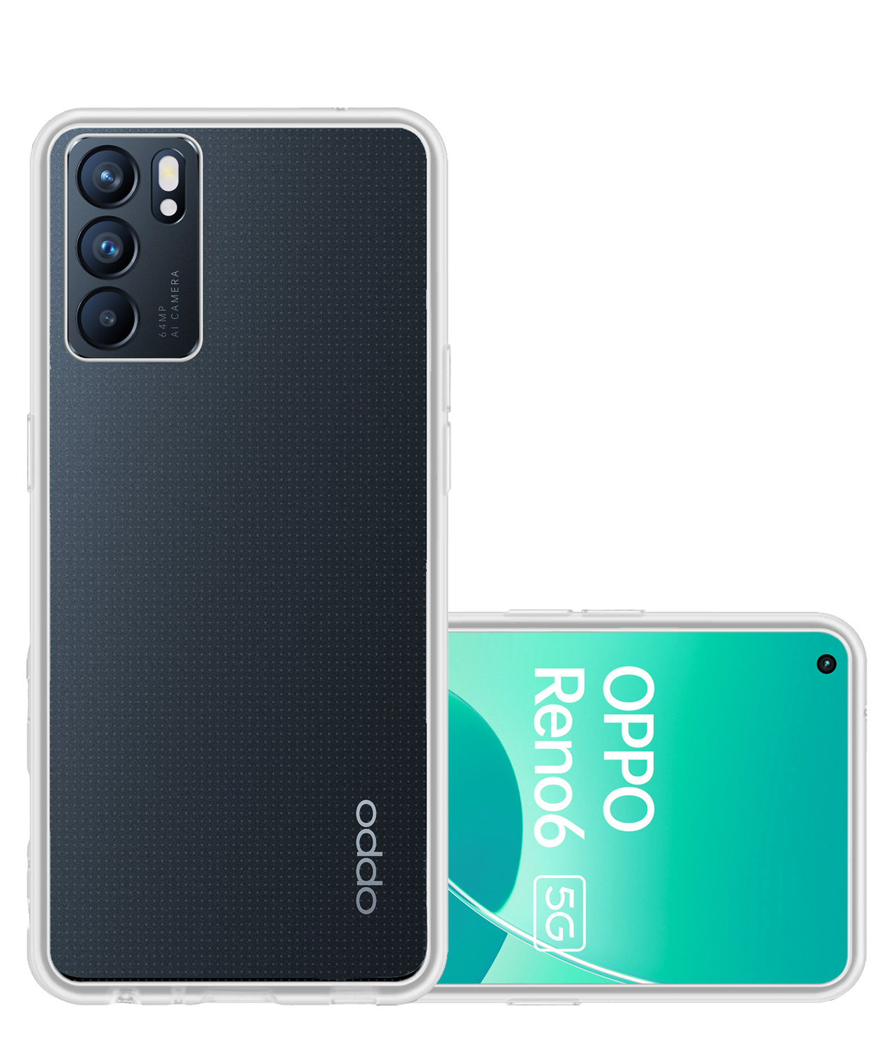NoXx Hoes Geschikt voor OPPO Reno 6 Hoesje Cover Siliconen Back Case Hoes Met 2x Screenprotector - Transparant