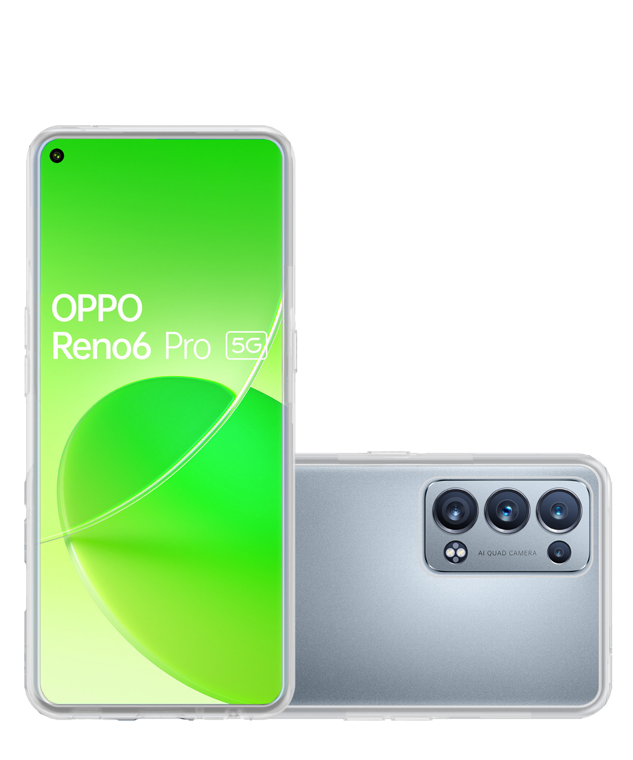 NoXx Hoes Geschikt voor OPPO Reno 6 Pro Hoesje Cover Siliconen Back Case Hoes Met 2x Screenprotector - Transparant