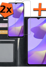 Nomfy Hoesje Geschikt voor OPPO A16 Hoes Bookcase Flipcase Book Cover Met 2x Screenprotector - Hoes Geschikt voor OPPO A16 Hoesje Book Case - Zwart