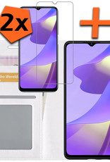 Nomfy Hoesje Geschikt voor OPPO A16 Hoes Bookcase Flipcase Book Cover Met 2x Screenprotector - Hoes Geschikt voor OPPO A16 Hoesje Book Case - Wit