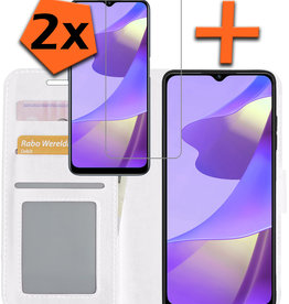 Nomfy OPPO A16 Hoesje Bookcase Wit Met 2x Screenprotector