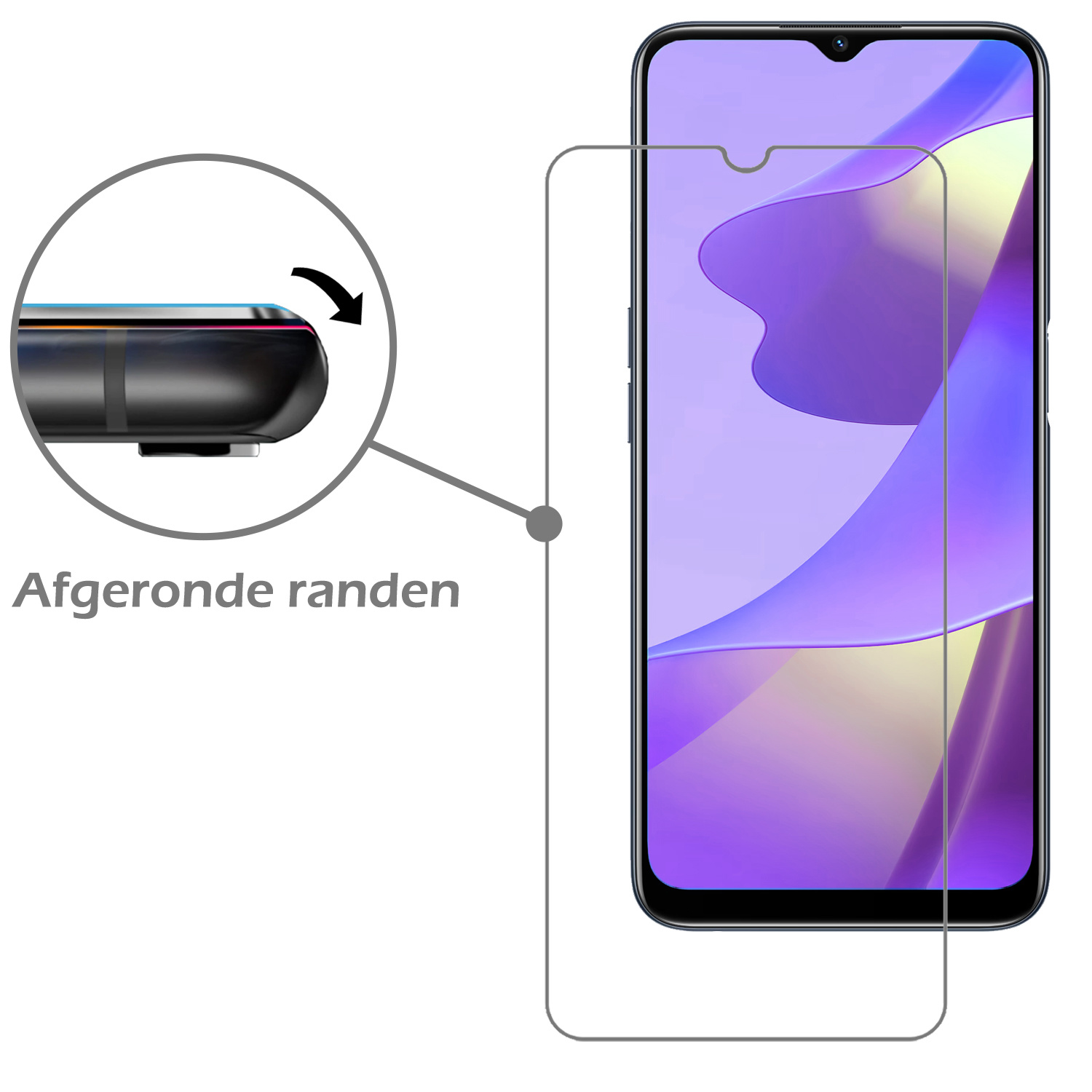 OPPO A16 Hoesje Bookcase Met 2x Screenprotector - OPPO A16 Screenprotector 2x - OPPO A16 Book Case Met 2x Screenprotector Turquoise