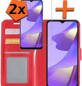 Nomfy OPPO A16 Hoesje Bookcase Rood Met 2x Screenprotector
