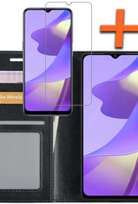 OPPO A16 Hoesje Bookcase Met Screenprotector - OPPO A16 Screenprotector - OPPO A16 Book Case Met Screenprotector Zwart