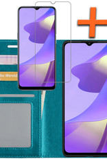 Nomfy Hoesje Geschikt voor OPPO A16 Hoes Bookcase Flipcase Book Cover Met Screenprotector - Hoes Geschikt voor OPPO A16 Hoesje Book Case - Turquoise