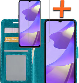 Nomfy Nomfy OPPO A16 Hoesje Bookcase Turquoise Met Screenprotector