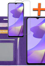 Nomfy Hoesje Geschikt voor OPPO A16 Hoes Bookcase Flipcase Book Cover Met Screenprotector - Hoes Geschikt voor OPPO A16 Hoesje Book Case - Paars