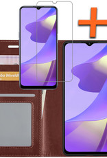 Nomfy Hoesje Geschikt voor OPPO A16 Hoes Bookcase Flipcase Book Cover Met Screenprotector - Hoes Geschikt voor OPPO A16 Hoesje Book Case - Bruin