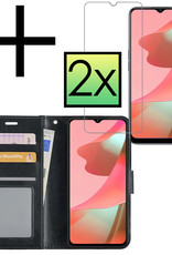 NoXx Hoes Geschikt voor OPPO A16 Hoesje Book Case Hoes Flip Cover Wallet Bookcase Met 2x Screenprotector - Zwart