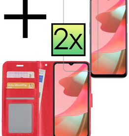 NoXx NoXx OPPO A16 Hoesje Bookcase Rood Met 2x Screenprotector