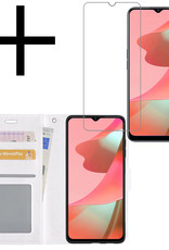 NoXx Hoes Geschikt voor OPPO A16 Hoesje Book Case Hoes Flip Cover Wallet Bookcase Met Screenprotector - Wit