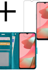 NoXx Hoes Geschikt voor OPPO A16 Hoesje Book Case Hoes Flip Cover Wallet Bookcase Met Screenprotector - Turquoise