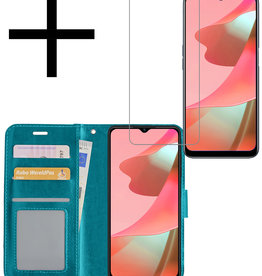 NoXx NoXx OPPO A16 Hoesje Bookcase Turquoise Met Screenprotector