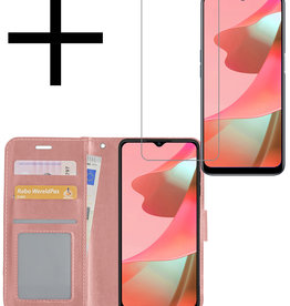 NoXx NoXx OPPO A16 Hoesje Bookcase Rose Goud Met Screenprotector