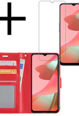 NoXx Hoes Geschikt voor OPPO A16 Hoesje Book Case Hoes Flip Cover Wallet Bookcase Met Screenprotector - Rood