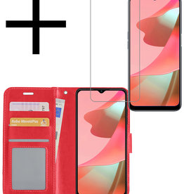 NoXx NoXx OPPO A16 Hoesje Bookcase Rood Met Screenprotector