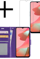 NoXx Hoes Geschikt voor OPPO A16 Hoesje Book Case Hoes Flip Cover Wallet Bookcase Met Screenprotector - Paars