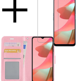 NoXx NoXx OPPO A16 Hoesje Bookcase Lichtroze Met Screenprotector