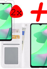 BASEY. Hoes Geschikt voor OPPO A16 Hoesje Bookcase Hoes Flip Case Book Cover Met 2x Screenprotector - Hoesje Geschikt voor OPPO A16 Hoes Book Case Hoesje - Wit
