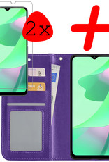 BASEY. Hoes Geschikt voor OPPO A16 Hoesje Bookcase Hoes Flip Case Book Cover Met 2x Screenprotector - Hoesje Geschikt voor OPPO A16 Hoes Book Case Hoesje - Paars