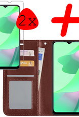 BASEY. Hoes Geschikt voor OPPO A16 Hoesje Bookcase Hoes Flip Case Book Cover Met 2x Screenprotector - Hoesje Geschikt voor OPPO A16 Hoes Book Case Hoesje - Bruin