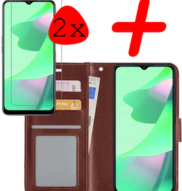 BASEY. BASEY. OPPO A16 Hoesje Bookcase Bruin Met 2x Screenprotector