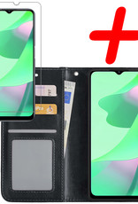 BASEY. Hoes Geschikt voor OPPO A16 Hoesje Bookcase Hoes Flip Case Book Cover Met Screenprotector - Hoesje Geschikt voor OPPO A16 Hoes Book Case Hoesje - Zwart