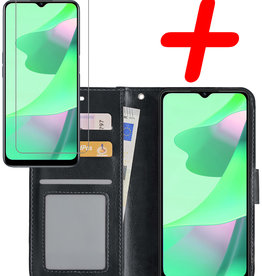 BASEY. BASEY. OPPO A16 Hoesje Bookcase Zwart Met Screenprotector