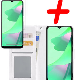 BASEY. BASEY. OPPO A16 Hoesje Bookcase Wit Met Screenprotector