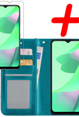 BASEY. Hoes Geschikt voor OPPO A16 Hoesje Bookcase Hoes Flip Case Book Cover Met Screenprotector - Hoesje Geschikt voor OPPO A16 Hoes Book Case Hoesje - Turquoise