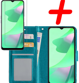 BASEY. BASEY. OPPO A16 Hoesje Bookcase Turquoise Met Screenprotector