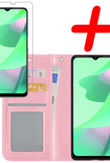 BASEY. Hoes Geschikt voor OPPO A16 Hoesje Bookcase Hoes Flip Case Book Cover Met Screenprotector - Hoesje Geschikt voor OPPO A16 Hoes Book Case Hoesje - Lichtroze