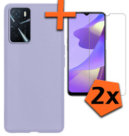 Nomfy Nomfy OPPO A16 Hoesje Siliconen Met 2x Screenprotector - Lila