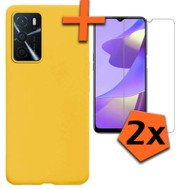 Nomfy Nomfy OPPO A16 Hoesje Siliconen Met 2x Screenprotector - Geel