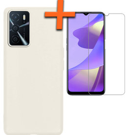 Nomfy OPPO A16 Hoesje Siliconen Met Screenprotector - Wit