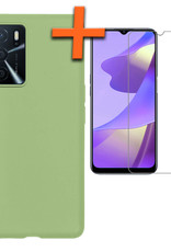 Nomfy Hoesje Geschikt voor OPPO A16 Hoesje Siliconen Cover Case Met Screenprotector - Hoes Geschikt voor OPPO A16 Hoes Back Case - Groen