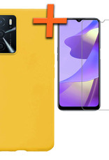 Nomfy Hoesje Geschikt voor OPPO A16 Hoesje Siliconen Cover Case Met Screenprotector - Hoes Geschikt voor OPPO A16 Hoes Back Case - Geel