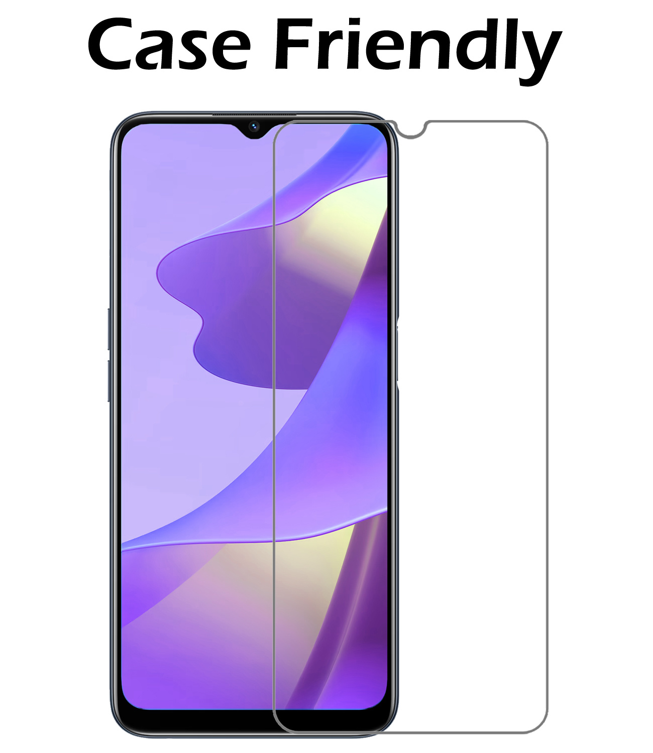 Nomfy Hoesje Geschikt voor OPPO A16 Hoesje Siliconen Cover Case Met Screenprotector - Hoes Geschikt voor OPPO A16 Hoes Back Case - Donkerblauw