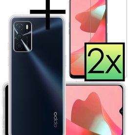 NoXx OPPO A16 Hoesje Siliconen Met 2x Screenprotector - Transparant