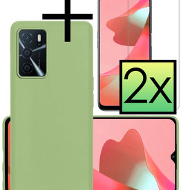 NoXx OPPO A16 Hoesje Siliconen Met 2x Screenprotector - Groen