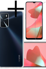 NoXx Hoes Geschikt voor OPPO A16 Hoesje Cover Siliconen Back Case Hoes Met Screenprotector - Transparant