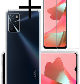 NoXx NoXx OPPO A16 Hoesje Siliconen Met Screenprotector - Transparant